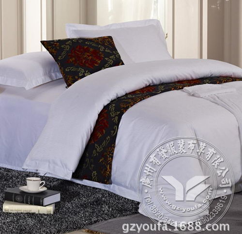 酒店床上用品宾馆1.2M纯棉60S纯白不规则条纹床单被单 被套批发